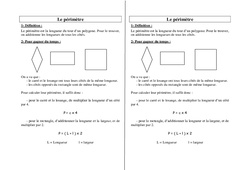 Périmètre - Cours, Leçon : 5ème, 6ème, 7ème Harmos - PDF gratuit à imprimer