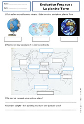 Planète Terre - Examen Evaluation - Espace temps : 4ème Harmos - PDF à imprimer