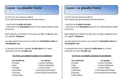 Planète Terre - Cours, Leçon : 4ème Harmos - PDF gratuit à imprimer