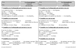 et - est - son - sont - Exercices avec  correction sur les homophones : 5ème Harmos - PDF à imprimer