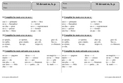 M devant m b p - Exercices avec  correction : 5ème Harmos - PDF à imprimer