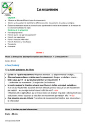 Mouvement - Séquence - Fiche de préparation : 6ème, 7ème Harmos - PDF à imprimer