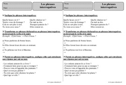 Phrases interrogatives - Exercices corrigés : 5ème Harmos - PDF à imprimer