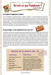 Epiphanie - Texte documentaire - Lecture - Compréhension : 3eme, 4ème, 5ème, 6ème, 7ème Harmos - PDF à imprimer