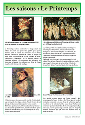 Printemps - Les saisons - Lecture d’une œuvre artistique - Histoire de l’art : 3eme, 4ème, 5ème, 6ème, 7ème Harmos - PDF à imprimer