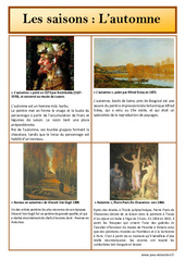 Automne - Les saisons - Lecture d’une oeuvre artistique - Histoire de l’art : 3eme, 4ème, 5ème, 6ème, 7ème Harmos - PDF à imprimer