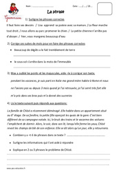 Phrase - Exercices  : 5ème Harmos - PDF à imprimer