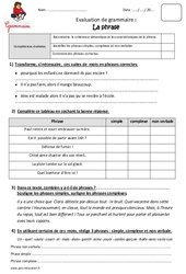 Phrase - Examen Evaluation  : 6ème Harmos - PDF à imprimer