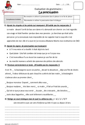 Ponctuation - Examen Evaluation  : 7ème Harmos - PDF à imprimer