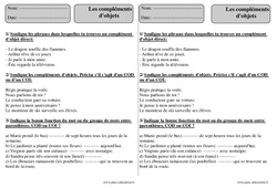 Compléments d'objets - Exercices avec correction - COD - COI : 5ème Harmos - PDF à imprimer