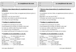 Complément du nom - Exercices Corrigés : 5ème Harmos - PDF à imprimer