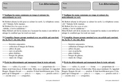 Déterminants - Exercices Corrigés : 5ème Harmos - PDF à imprimer