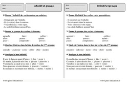 Infinitif - Groupe - Exercices Corrigés : 5ème Harmos - PDF à imprimer