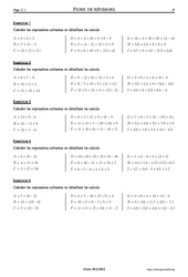 Priorités opératoires - Exercices corrigés - Mathématiques - Soutien scolaire : 9eme Harmos - PDF à imprimer