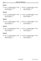 Théorème de Pythagore - Exercices corrigés - Mathématiques - Soutien scolaire : 10ème Harmos - PDF à imprimer