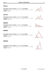 Théorème de Thalès - Exercices corrigés - Mathématiques - Soutien scolaire : 10ème Harmos - PDF à imprimer