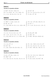 Factorisations - Exercices corrigés - Mathématiques - Soutien scolaire : 11ème Harmos - PDF à imprimer