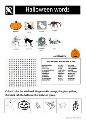 Halloween words - Les mots d'halloween en anglais : 4ème, 5ème, 6ème, 7ème Harmos - PDF à imprimer