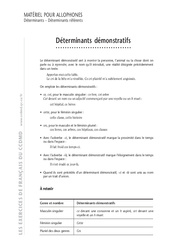 Déterminants - Exercices corrigés - Grammaire - Soutien scolaire : 8ème Harmos - PDF à imprimer