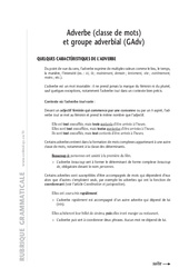 Adverbes - Cours - Exercices corrigés - Grammaire - Soutien scolaire : 8ème Harmos - PDF à imprimer