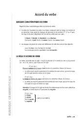 Accord du verbe - Cours - Exercices corrigés - Grammaire - Soutien scolaire : 8ème Harmos - PDF à imprimer