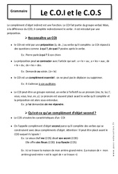 Complément d'objet indirect et Complément d'objet second - COI - Cours : 8ème Harmos - PDF à imprimer