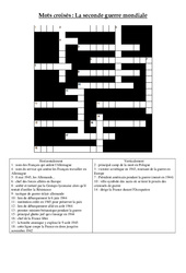 Mots croisés - Seconde guerre mondiale : 7ème Harmos - PDF à imprimer