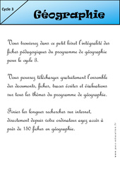 Géographie - Programme - Exercices - Examen Evaluations - Bilans - Révisions - Soutien scolaire pour vos élèves : 5ème, 6ème, 7ème Harmos - PDF à imprimer