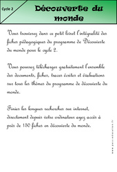 Découverte du monde Sciences - Programme - Exercices - Examen Evaluations - Bilans - Révisions : 3eme, 4ème Harmos - PDF à imprimer