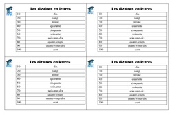 Dizaines en lettre - Cours, Leçon : 4ème Harmos - PDF à imprimer