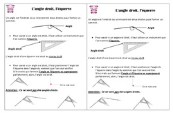 Angle droit - Equerre - Cours, Leçon : 4ème Harmos - PDF gratuit à imprimer