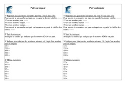 Pair ou impair - Exercices - Numération : 4ème Harmos - PDF à imprimer