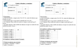 Unités, dizaines, centaines - Exercices - Numération : 4ème Harmos - PDF à imprimer