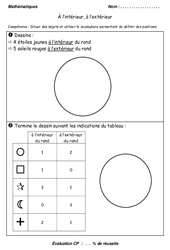 Intérieur et extérieur - Examen Evaluation - Espace - Mathématiques : 3eme Harmos - PDF à imprimer