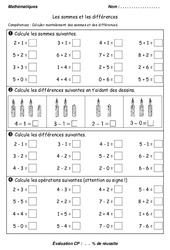 Sommes - Différences - Examen Evaluation : 3eme Harmos - PDF à imprimer