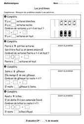 Problèmes - Examen Evaluation - Mathématiques : 3eme Harmos - PDF à imprimer