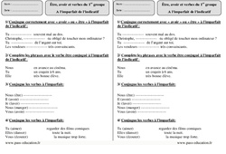 Être, avoir - Verbes du 1er groupe - Imparfait - Exercices corrigés : 5ème Harmos - PDF à imprimer