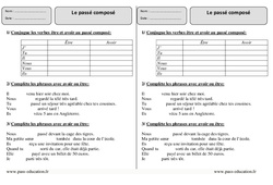 Passé composé - Exercices corrigés : 5ème Harmos - PDF à imprimer