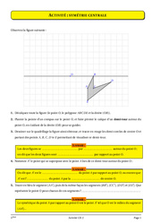 Symétrie centrale - Cours - Exercices - Géométrie - Mathématiques : 9eme Harmos - PDF à imprimer