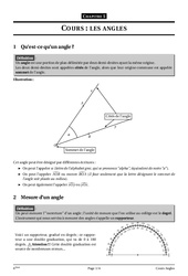 Angles - Géométrie - Cours - Exercices - Mathématiques : 8ème Harmos - PDF à imprimer