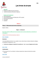 Formes de phrases - Fiche de préparation : 6ème Harmos - PDF à imprimer