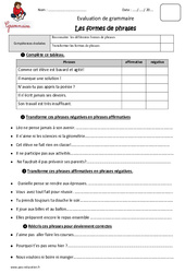 Formes de phrases - Examen Evaluation - Bilan : 6ème Harmos - PDF à imprimer