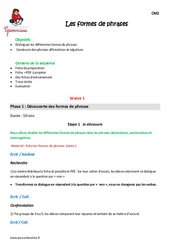 Formes de phrases - Fiche de préparation : 7ème Harmos - PDF à imprimer