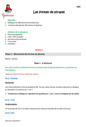 Séquence - Fiche de préparation Formes de phrases - Séquence - Fiche de préparation : 7ème Harmos - PDF à imprimer