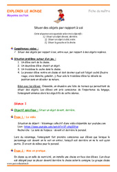 Séquence - Fiche de préparation Situer des objets par rapport à soi - Séquence - Fiche de préparation : 1ère Harmos - PDF à imprimer