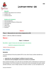 Séquence - Fiche de préparation Groupe nominal - GN - Séquence - Fiche de préparation : 7ème Harmos - PDF à imprimer
