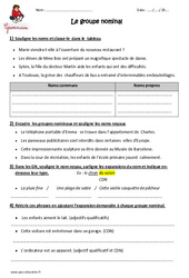 Groupe nominal - GN - Exercices : 7ème Harmos - PDF à imprimer