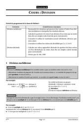 Division - Cours - Exercices - Mathématiques : 8ème Harmos - PDF à imprimer