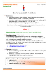 Séquence - Fiche de préparation Printemps - Séquence - Fiche de préparation, séances : 2ème Harmos - PDF à imprimer