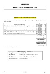 Exercice Tangentes - Bissectrices - Géométrie - Cours - Exercices - Mathématiques : 10ème Harmos - PDF à imprimer